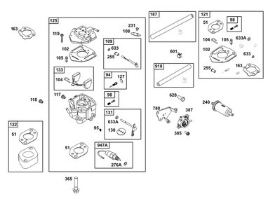 Carburetor And Fuel Supply Group Diagram and Parts List for 356447-0709-H7 200000 - 399999 Briggs and Stratton Engine